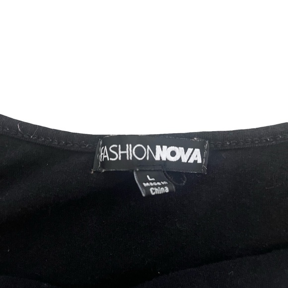 Fashion Nova Women’s Classic Black Scoop Back Bodycon Mini Dress. Size: Large. - Picture 6 of 9